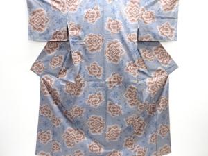 未使用品　牡丹模様織出し本場大島紬着物（5マルキ）